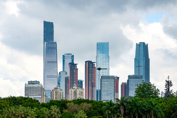 Scenery of high-rise buildings in the bustling city of Nanning, Guangxi, China © Steve