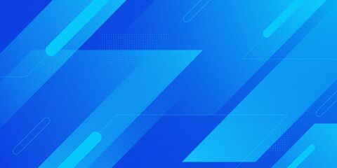 Abstract colorful blue banner background with overlap triangle shapes dynamic pattern element concept design. Cool background style.