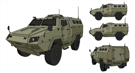 Armored Military Vehicle Blueprint &ndash; Tactical Defense Engineering CAD Technical Drawing