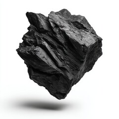 Obraz premium floating lump of coal natural resource chunk isolated on white background abstract energy concept minerals and mining still life