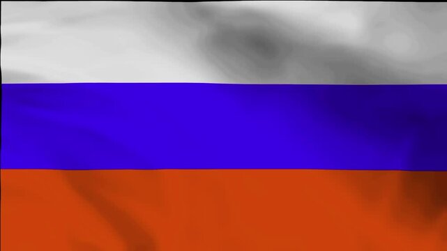 The Russian flag waving in the wind in a video showcasing national pride