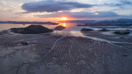 전남 고흥군 중산리 바다의 노을풍경
