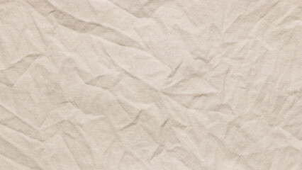 Obraz premium Crumpled ivory woven cotton texture, wrinkled textured light beige fabric with copy space