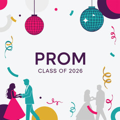 Colorful illustration promoting a school prom for the class of 2026 © Misri