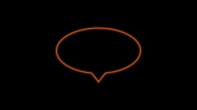 Animation of glowing orange neon speech bubble icon