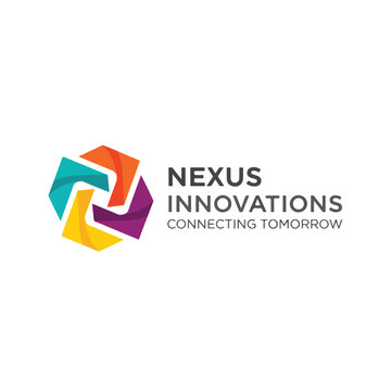 Colorful logo featuring an abstract geometric shape with accompanying text