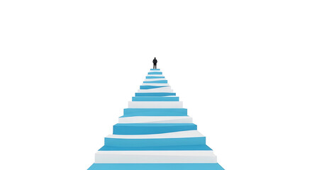 Fototapeta premium Silhouette man standing on of blue and white striped staircase against white background person