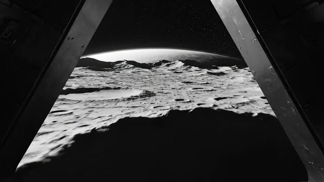 Spacecraft view of moon surface