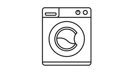 Simple line drawing of a front loading washing machine with a circular door