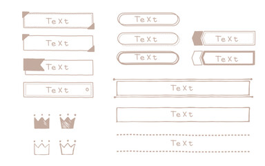 大人っぽいセピア色。手で描いた素朴なバナーのセット。