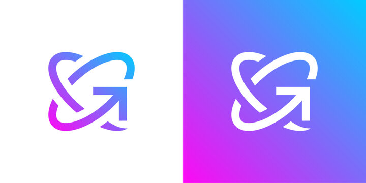 Dual meaning logo combining global and arrow elements, globe shape forming a hidden arrow symbolizing worldwide vision, growth, and forward direction. 