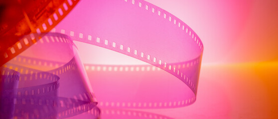 horizontal abstract colored background with film strip