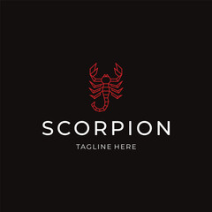 Obraz premium Scorpion line art logo with sharp curves symbolizing danger and defense.