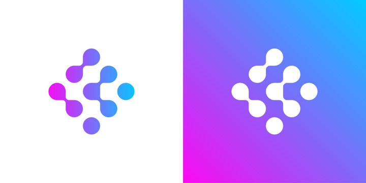 Dual meaning logo combining brain and connected dots, brain shape built from linked nodes symbolizing intelligence and digital connectivity.