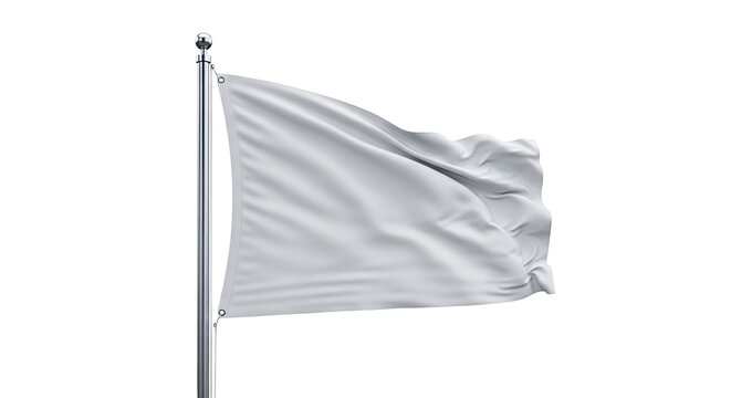 Waving White Flag on Pole