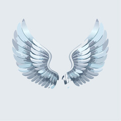 Obraz premium Silver Wings Illustration with Feathers and Shiny Texture.