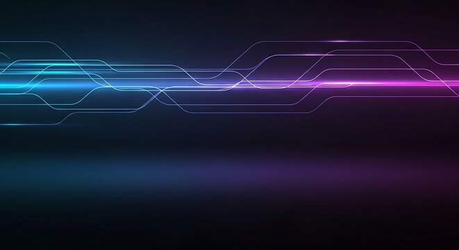Digital blue wave background with glowing purple light lines for futuristic automotive connectivity and tech visuals