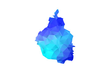 Mexico City map - Polygon Style Vector Illustration in Blue Gradient, Low Poly Geometric Design, Isolated on White Background, Perfect for Infographics, Education, and Modern Presentations.