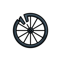 Fototapeta premium Damaged bicycle wheel illustration depicting mechanical failure or the need for urgent repair.