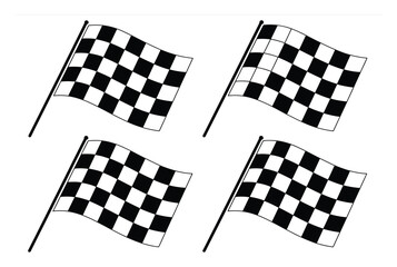Fototapeta premium Four Waving Checkered Flags on White Background
