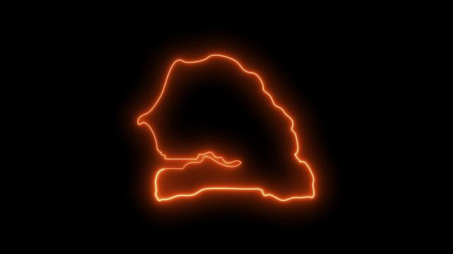 Senegal map outline glowing orange animation