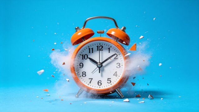 Exploding orange alarm clock