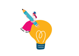 アイディアを閃く学生の女のいこ