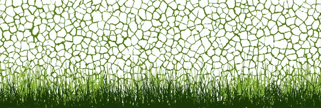 Fundo abstrato com grama verde vibrante na parte inferior e padr&atilde;o celular claro no topo