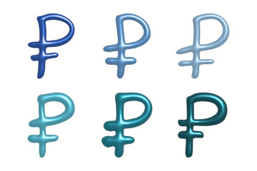 Obraz premium Set of 3d russian ruble currency symbol Elements for design