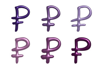 Obraz premium Set of 3d russian ruble currency symbol Elements for design