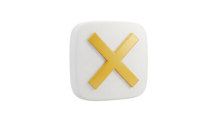 Fototapeta premium Yellow X symbol on a white rounded square background