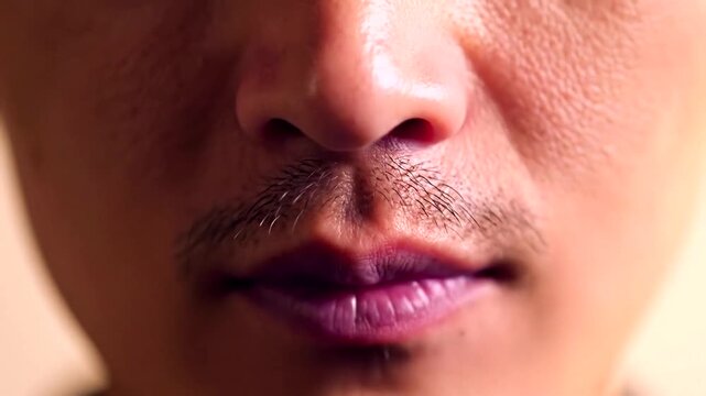 Man Mouth Closeup Smiling Video Frames.