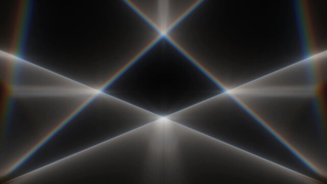 Elegant overlapping triangle lasers with subtle rainbow leaks at the corners