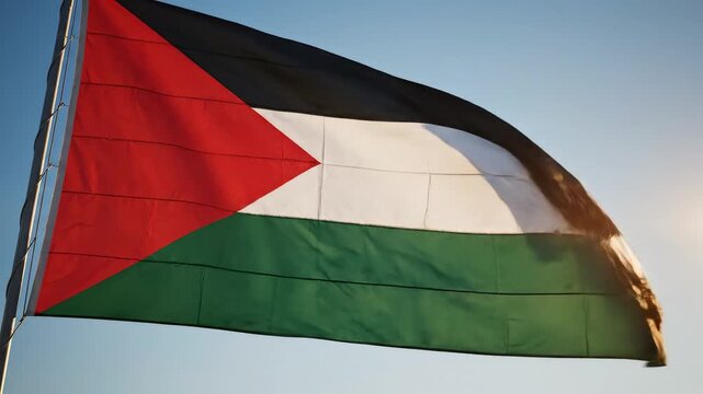 Palestinian flag waving in the sky