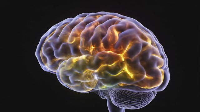 Human brain with highlighted activity