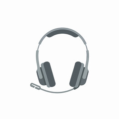 Fototapeta premium Minimalist gray headset icon for online support remote communication and call center services in vector graphic style