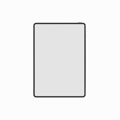 Modern black tablet device mockup isolated on white for responsive app display presentation; contemporary digital screen technology