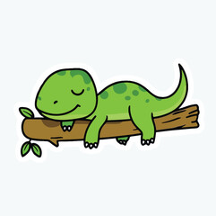 Fototapeta premium Sleeping Lizard Cartoon Relaxed Reptile Illustration