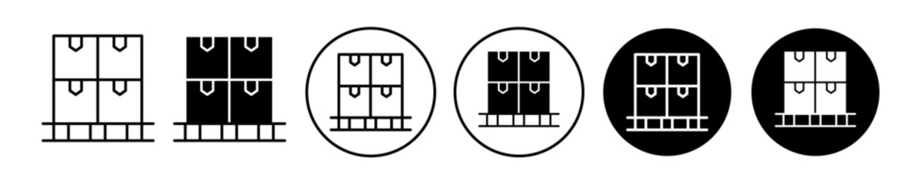 Pallet icon set in black filled and outlined style. suitable for UI designs