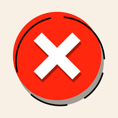 Obraz premium A red circular icon with a white 'X' symbol, indicating an error, close, or incorrect action.