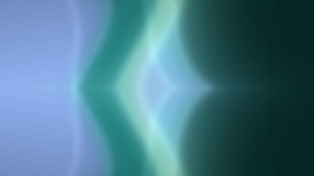 A vibrant green abstract shape on a blue background, viewed from a straight-on perspective, creating a dynamic visual effect with glowing lines