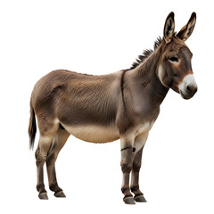 Donkey standing in profile isolated on transparent background