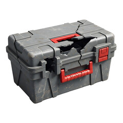 Damaged toolbox isolated on transparent background