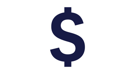 A dark blue solid dollar sign graphic stands out against a bright white background silhouette high quality professional © Kuntol02