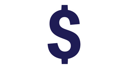 A bold dark blue dollar sign stands out against a stark white background a striking silhouette high quality © Kuntol02