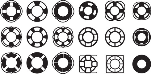 Buoy Array: A selection of life buoys, safety rings, and flotation devices, essential for water safety. © Salman