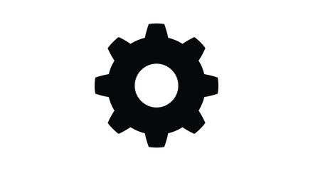 A stark black gear icon is prominently displayed against a white background creating a striking silhouette high quality © Kuntol02