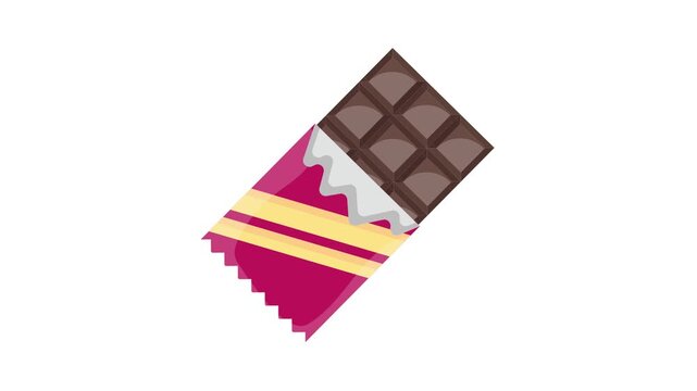 A chocolate bar icon featuring a brown wrapper and segmented chocolate pieces, representing a sweet treat.