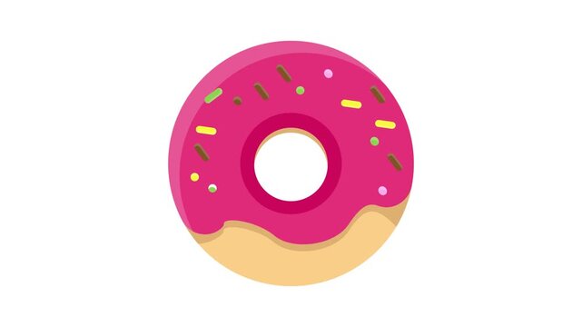  A frosted donut adorned with a variety of colorful sprinkles is displayed on a table.