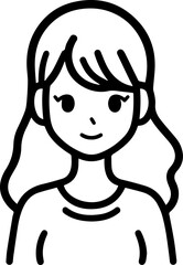 Obraz premium Hand Drawn Cute Cartoon Girl Black and White Avatar Illustration in Minimal Line Art Style Design